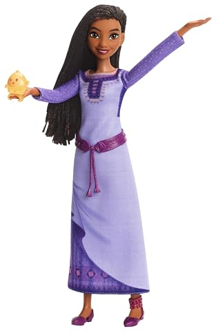 Mattel Disney Wish singende Asha von Rosas Modepuppe und Sternenfigur, beweglich mit abnehmbarer Kleidung, singt Liedausschnitt aus dem Film auf Deutsch HVX68