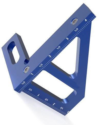 45 and 90 Degree British Multi Angle Measuring Ruler Aluminium Alloy MeasuringRuler Multi Angle Woodworking Tool for Round Materials,3D Workpieces,Square Wood,Pipes (Blue)