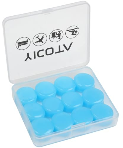 YICOTA 6 Pairs Silicone Ear Plugs Waterproof Moldable Wax Earplugs Reusable Noise Cancelling Soft Ear Plugs for Sleeping Snoring Swimming Airplanes Concerts-Blue (Blue)