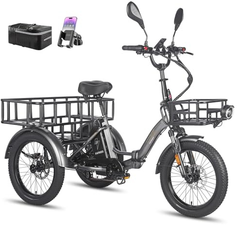Fafrees F20 Mate e-Bike Dreirad klapprad 20 * 3.0 Zoll, Elektro Dreirad für Erwachsene 48V 21Ah Akku, e Bike 3 Rad 65N.m, Reichweite bis zu 65-115Km, Belastung 180KG