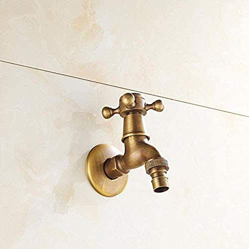 CTCOIJRN Rubinetto Totale Ottone Ottone Anticato Doppio con Lavatoio Bagno Angolo Giardino Miscelatore Esterno