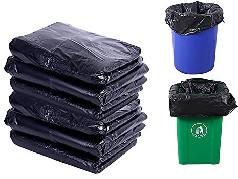 Vllcsla 50 bolsas de basura negras de plástico resistentes para basura de 30 a 200 L, bolsas de basura súper fuertes para cocina/jardín, resistentes a desgarros, parte superior de amarre (80 x 90)