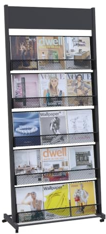 BPT prospektständer 5-Lagen und 3 DIN A4 Breite zeitungsständer,Öffentlicher Empfangsbereich prospekthalter mit Rädern