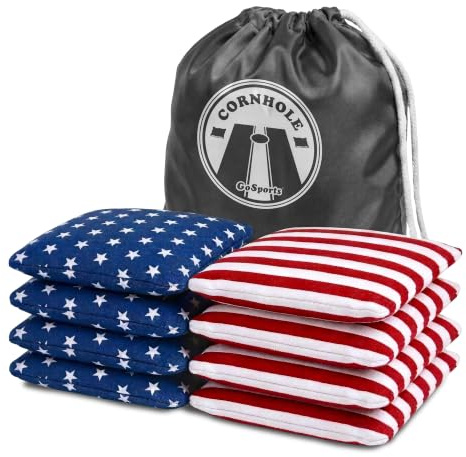 GoSports Offizielle Verordnung Cornhole Sitzsäcke Set von 8 - für lustige Casual Cornhole Games - Allwetter - American Stars and Stripes