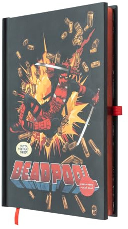 Grupo Erik Journal A5 Notizbuch Marvel Deadpool mit Licht und Stift Hardcover Notizbuch Notizblock A5 Tagebuch - Offizieller Marvel Merch