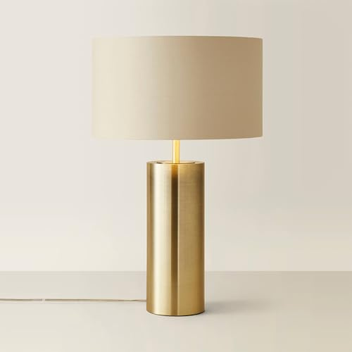 ValueLights | Antique Brass Single Stem Touch Dimmer Light Table Lamp with Beige/Gold Shade | Home Décor, Bedside & Desk Lamp