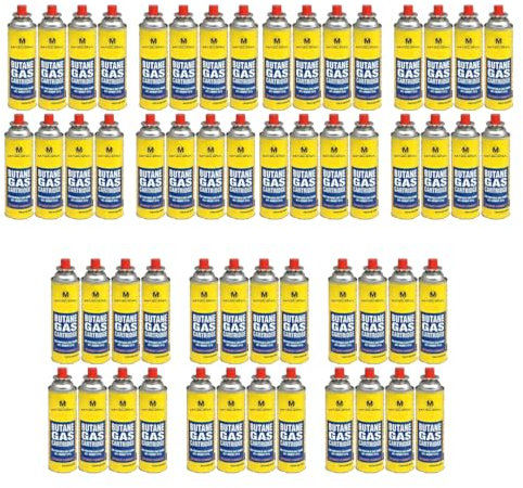 MAECENA Butane Gas Canister (Pack of 56) for Camping Stove, Barbecue,Gas Heaters, Weed Burner Gas Cylinder for outdoor Cooking