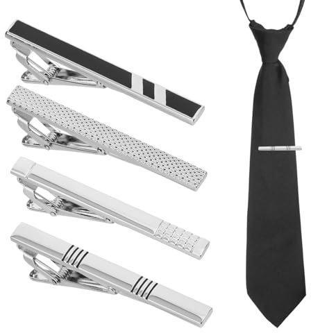 4 Stück Herren Krawattennadel,Krawattenklammer Set Für Herren,Klassische Krawattennadel Für Business,Krawattennadel Silber,Tie Clip Set,Krawattennadeln Für Valentinstag Hochzeit Freund Geschenk