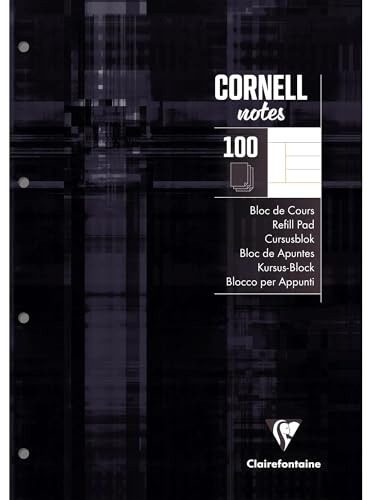 Clairefontaine 58198C - Schreibblock Notizblock CORNELL, DIN A4, 21x29,7 cm, 100 Blatt liniert 90g, 4-fach gelocht, 1 Stück