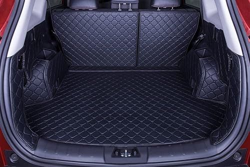 WSYLJX Leder Antirutsch Auto Kofferraummatte für Forthing Yacht DFSK Forthing 4 U-Tour 2022 2023 2024 2025, Kofferraum Schutzmatte Teppichunterlage Kratzfester Auto Teppiche Zubehör,Black Style