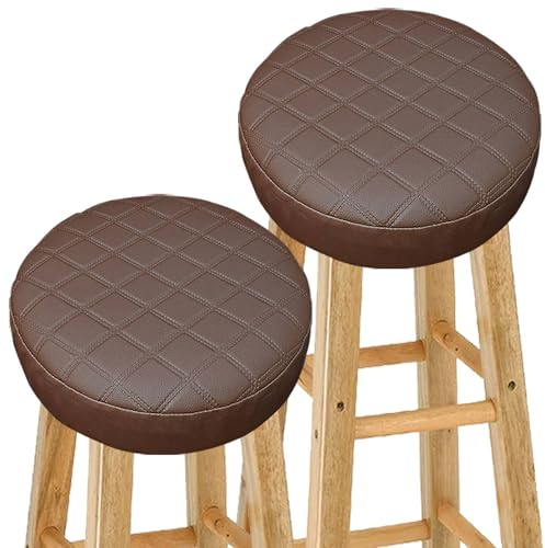 Wasserdicht Barhocker-Bezug Rund mit 5CM Schaumstoff Gepolstert Kissen, 4/2 Stück PU-Leder Hocker Hussen für Barhocker Stuhlhussen Sitzkissen Bürostuhl Hocker Abdeckung Sitzkissenbezug(#2,30*5(2PCS))