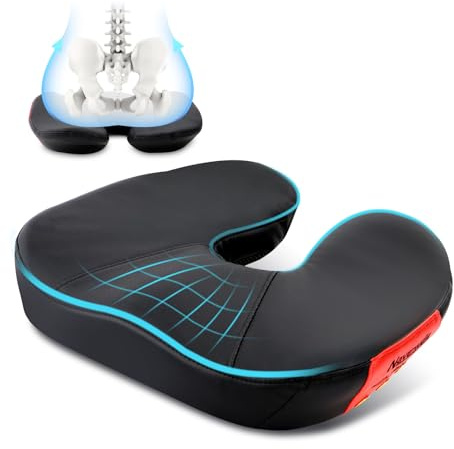 Acebliss Sitzkissen Autositzkissen, Ergonomische Sitzerhöhung aus Memory-Foam, Ischias-Schmerzlinderungskissen, rutschfestes Bodendesign für Auto, Sofa, Bürostuhl und Rollstuhlkissen, Schwarz