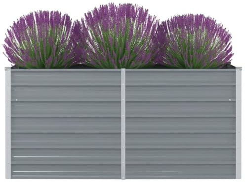 HaoChrymec Jardinière Surélevée with Acier Galvanisé, Design Rectangulaire, Potager Surélevé, Jardinière Balcon, Bac Jardinière Extérieur, Gris, 160 x 80 x 77 cm