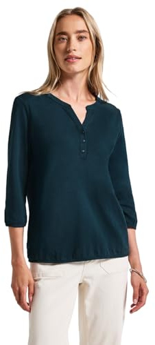 Damen Split Neck Jersey-Shirt