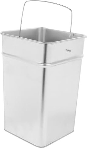 Ciieeo Cubeta Metálica Gruesa Inoxidable Antióxido para Basura Exterior Cubo Rectangular con Asa Portátil Resistente y Fácil de Limpiar para Jardín y Cocina