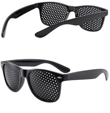 SHANBAODIANSHANG 2 schwarze Lochbrillen, Unisex, für Augentraining, Stärkung der Sehkraft für Kinder und Erwachsene