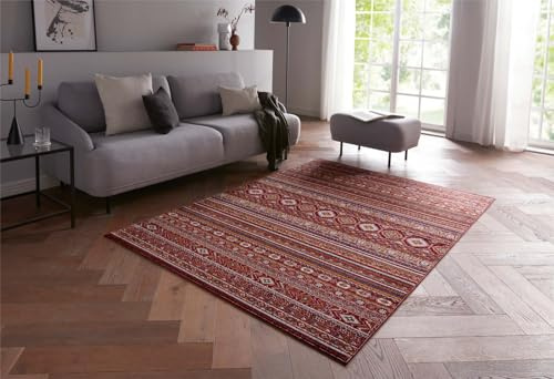 Taracarpet moderner Luxus kurzflor Teppich Orient-Teppich New Oriental Ethno Tribal Muster für Wohnzimmer Schlafzimmer und Esszimmer rot 140x200 cm