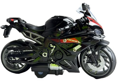 YORISMAL Jet Black barnleksak S1000RR replika aluminiummotorcykel, miniatyr motorcykelmodell som utställningsbit, formgjutning i skala 1:14 – gåva – lämplig ålder: Barn (7–14 år)