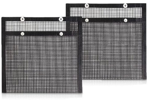 Rastapulz 2-pack svart BBQ-mesh grillpåsar – icke-klibbiga BBQ-mesh grillväskor – återanvändbar grillmatta för grönsaker kött