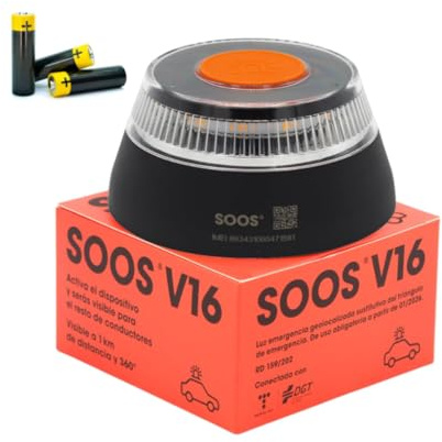 Luz Emergencia Coche Homologado DGT, con SIM y Datos Pagados hasta 2038, Baliza v16 Homologada dgt con Geolocalizador, Obligatoria enero 2026, Luz v16 con Geolocalización 3.0, Aprobada por DGT