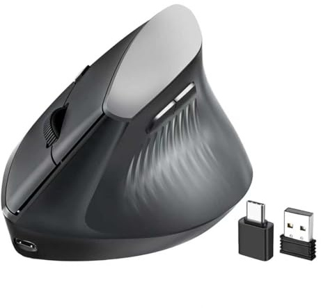 Ergonomic Mouse, Wireless Bluetooth Vertical Mouse, Rechargeable, USBC & Bluetooth 5.0/3.0 & 2.4G Connect, Easy to use, Cordless, Quiet Clicks, 6 Buttons for Laptop, Desktop, PC, Mac, Computer
