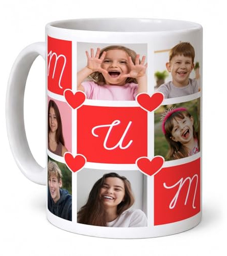 MAX SOLUTIONS Collage Mother’s Day Personalised Mug with Photos – Custom Photo Coffee Mug Gift for Mum – Personalised Ceramic Tea Cup Birthday Christmas – Dishwasher & Microwave Safe
