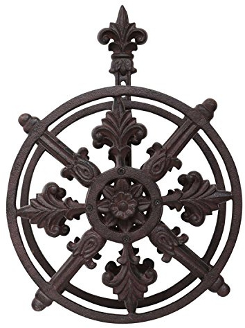 aubaho Schlauchhalter Fleur de Lis aus Eisen Gartenschlauchhalter Garten Antik-Stil
