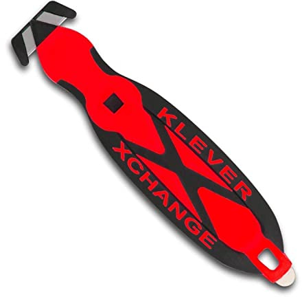 Klever X-Change Box Cutter, Klever Kutter Package Opener Narrow Cut Head, Carbon Steel Blade Utility Knife, Cuts Boxes, Film, Tape and More, Red, 10 Pack (KCJ-XC-20R)