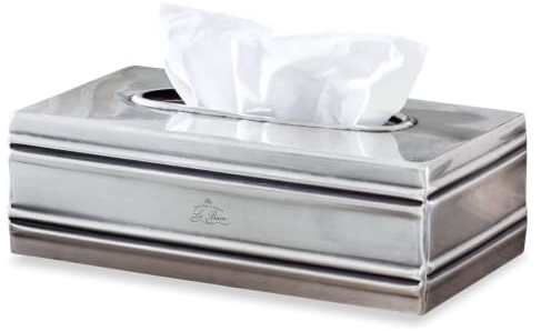 Loberon Taschentuchbox Suzette, antiksilber | mit filigraner Gravur und Zierrillen, klassisch Elegantes Design, Badzubehör, Bad-Accessoire, Edelstahl