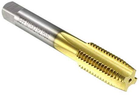 sourcing map Taraud de fraisage de filetage de Machine métrique M16 x 2 H2 acier à grande vitesse revêtu de Ti 4 cannelures droites taraudage