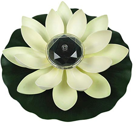 SOLUSTRE Solarbetriebene Lotusblüte Led Teichbeleuchtung Schwimmende Seerosenlampe Wasserdicht Dekoratives Poollicht Für Garten Außen 11X11X3 Zoll