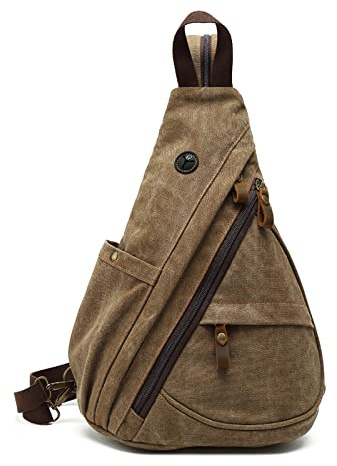 FANDARE Retro Brusttasche Sling Bag Herren Rucksack Damen Schulranzen Schulrucksack Schultertasche Umhängetasche Rucksack Sporttasche für Schule Freizeit Reise Business Joggen
