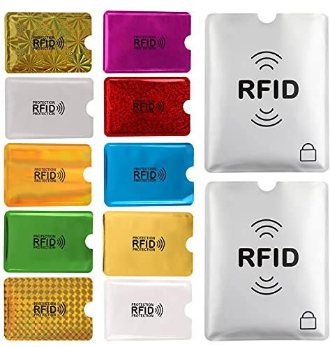 Aigee 28 RFID Blocking Sleeves (24 Credit Card Protector Holders in 12 colors & 4 Passport Protectors), Identity Theft Protection Secure Sleeve for Credit Cards, Debit Card, 2pcs Clear Plastic Sleeve