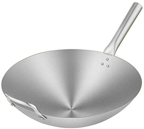 WRMIGN Wok 36-43 cm en acier inoxydable anti-adhésif tous feux dont poignées à induction Stay Cool A 36 cm