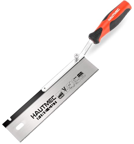 HAUTMEC 10 Reversible Dovetail/Jamb Saw, 12TPI Double Ground Teeth, Spring Loaded Design & Cranked Soft Handle for Flush-Cutting Door Jambs & Millwork for Tile Installation and Prep, HT0234-SA