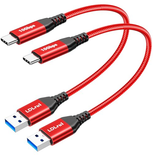 LDLrui USB A auf USB C Datenkabel 2 Stück 0.3m 10Gbps USB 3.2 Gen 2 | Langes Kabel mit 60W Schnellladen und Datenübertragung für Laptop, iPhone 17 Series, Arbeitsplatz und Auto
