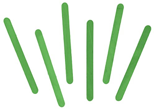 Stiele aus Holz, Grün, 114 x 10 x 2 mm, 50 Stück.