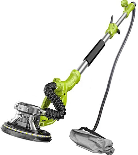 SHENGSHIYU Ponceuse Murale 810W, Ponceuse de Plafond, Manche télescopique, Adaptateur de Connexion, rétractable, avec Sac à poussière, démarrage progressif,Baremetal-Green