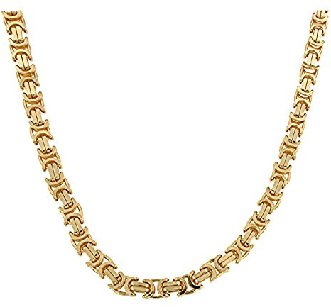Original italienische Etrusker Königskette vergoldet 8 mm breit flach Halskette Damen Herren Schmuck ab Fabrik tendenze Italy