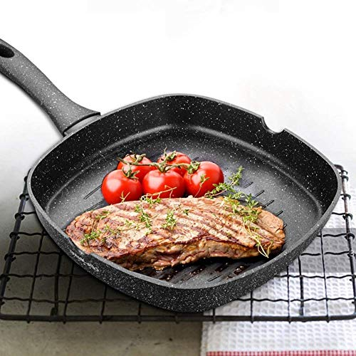COTBY Griddle Pan Non-Stick Premium Cast Aluminium for Gas, Induction & Electric Hobs with Anti-scalding Handle, Double Boilers,Natural Frying Pan