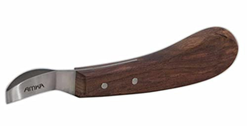 AMKA Pro - Cuchillo de pezuña (acero, mango de madera de acero al carbono y bucle pequeño)