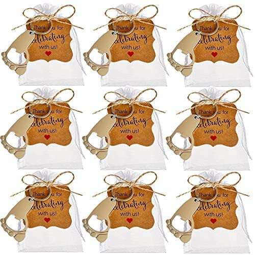Amajoy Lot de 30 porte-clés empreinte de pied, décapsuleur cadeaux pour fête prénatale et anniversaire souvenirs en organza