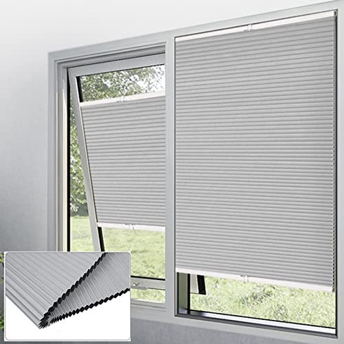 YHBZ Zellulare Verdunkelungsrollos,Schnurlose Wabenjalousien,Plissee-Fensterläden,Lichtfilterndes Rollo,für Fenster innen und außen,Grau,Anpassbar,A-90x180cm/35.4 * 70.9in