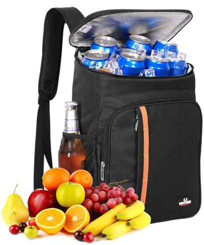 HEQUN 23L Kühlrucksack Thermo Rucksack Picknickrucksack Kühltasche Groß Isoliert Cooler Bag Perfekt für Picknicks, Strand Ausflüge, Wandern, Arbeiten &Familienausflüge (Schwarz)