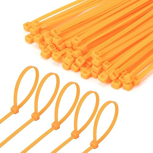 Armpow 8 Inch Orange Zip Tie 1000 PCS, 40 Lbs - Small to Medium Zip Tie, Nylon PA66 UV Resistant Cable Tie Heavy Duty for Indoor and Outdoor Use - Ideal for bundling and securing objects