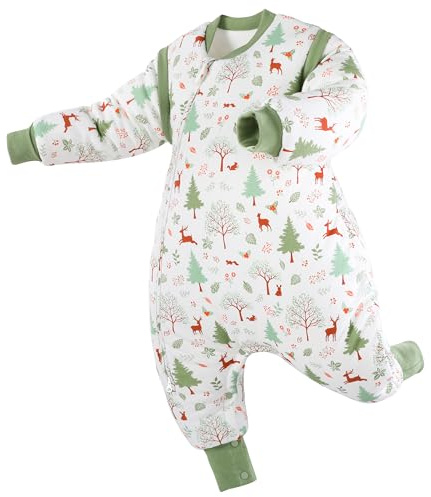 Looxii Saco de Dormir para Bebé de Invierno con Pies Algodón 3.0 TOG Saco de Dormir con Mangas extraíbles Cálido Manta Envolvente para Dormir para Unisex Bebés Niñas Niños 6-18 Meses