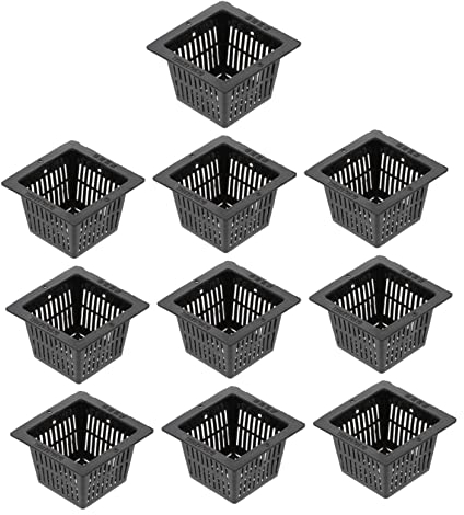POPETPOP 10pcs Square Planting Basket Hydroponic Grow Basket for Hydroponics Soilless Plant Pot
