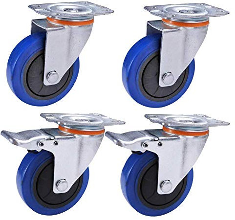 MUCSAH Roulettes À Plaques Roulettes Lourdes Roulettes En Caoutchouc Silencieuses Roulettes de Transport Industriel Roulettes de Pied Avec Frein Roulettes Pivotantes Universelles Roulements Doubles An