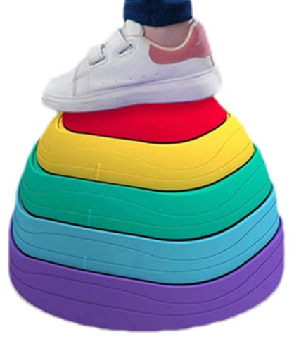 Kixolazr Trittsteine für sensorisches Spielzeug, Trittsteine für Kinder, 5 Stück Balance Stones Hindernisparcours, Bunte Hindernisparcourssteine für und Mädchen, sensorisches Spielspielzeug