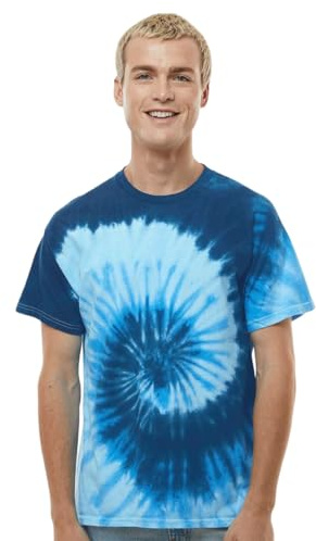 TICTEX Maglietta unisex batik by Colortone – magliette colorate per uomo e donna – Tie-Dye – abbigliamento hippie – maglietta neon in cotone S M L XL XXL 3XL 4XL 5XL, blu oceano, M